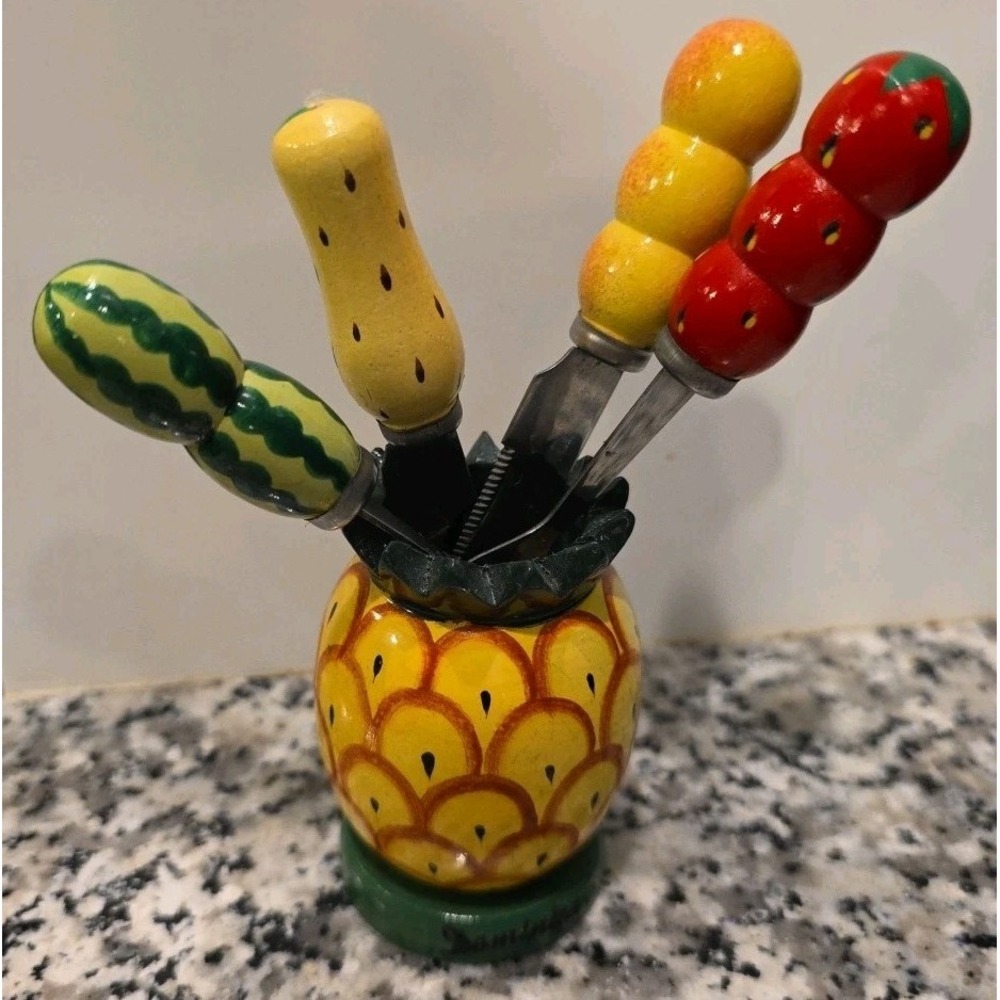 Dominica Fruit-Themed Kitchen Utensils & Holder Colorful Fun